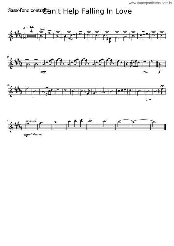 Partitura da música Cant Help Falling In Love – Arr.Band–Sassofono Contralto