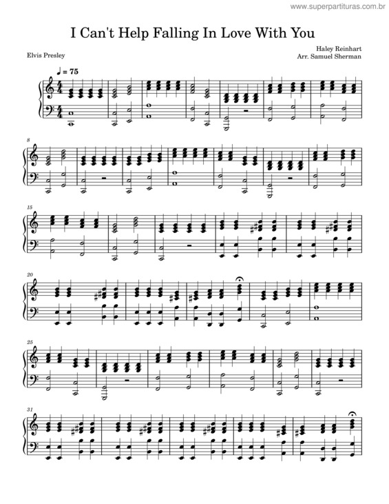 Partitura da música Cant Help Falling In Love – Haley Reinhart – Arr. Samuel Sherman