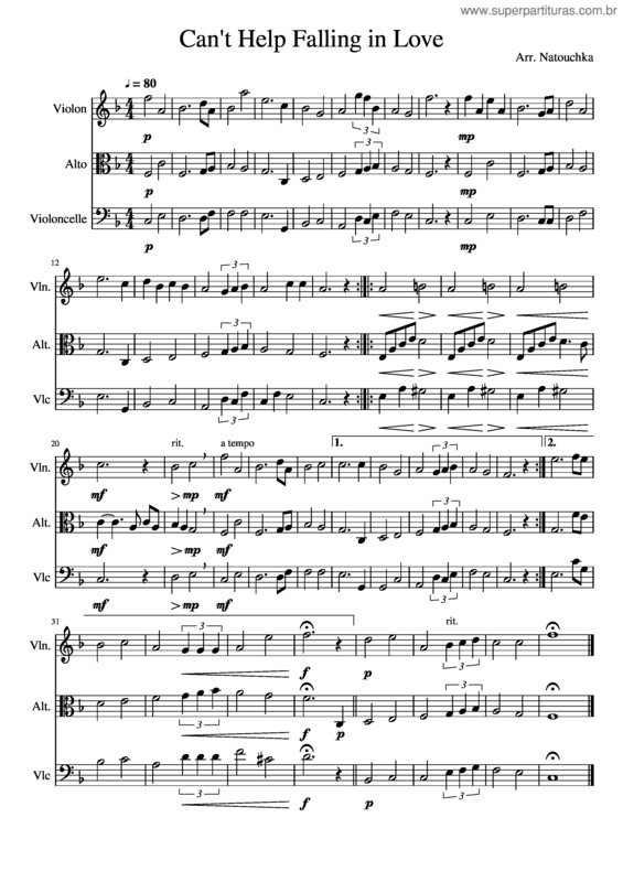 Partitura da música Cant Help Falling In Love – U2 v.2