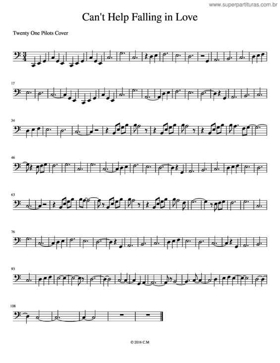 Partitura da música Cant Help Falling In Love– Twenty One Pilots Cover