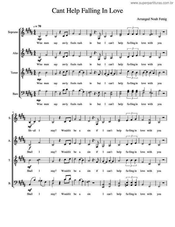 Partitura da música Cant Help Falling In Love Satb Divisi Acapella
