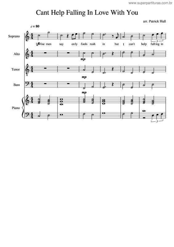 Partitura da música Cant Help Falling In Love Satb