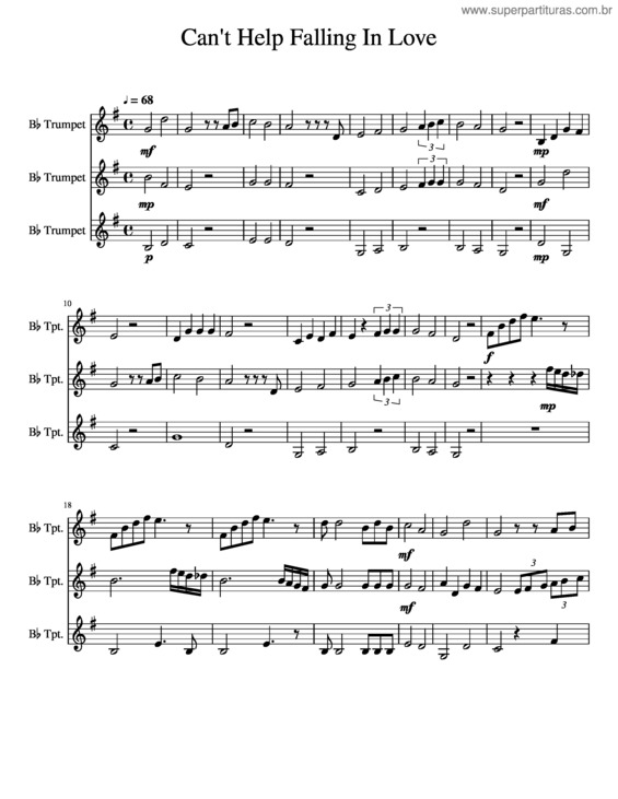 Partitura da música Cant Help Falling In Love Triplet
