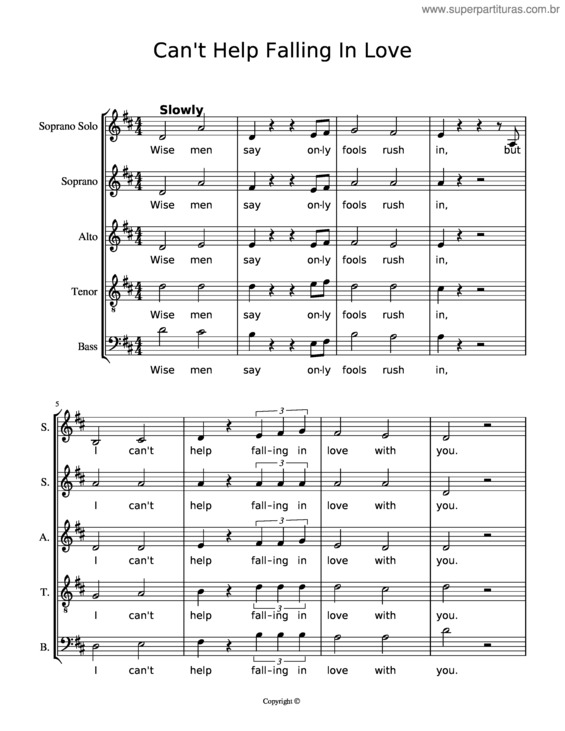 Partitura da música Cant Help Falling In Love v.15