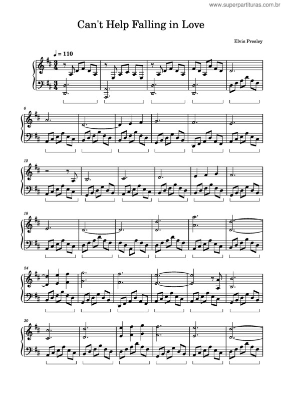 Partitura da música Cant Help Falling In Love v.3