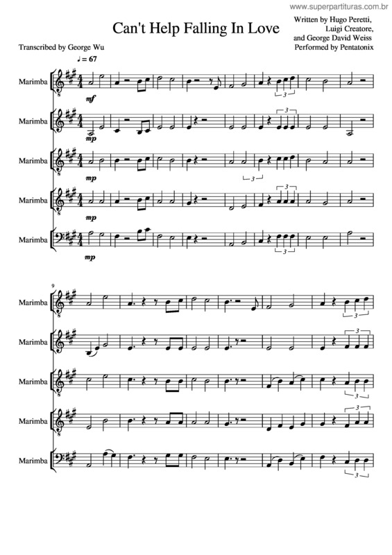 Partitura da música Cant Help Falling In Love v.7