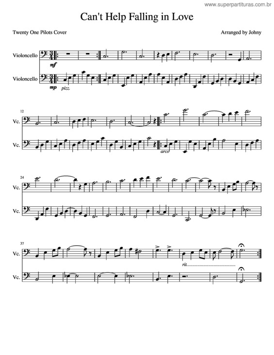 Partitura da música Cant Help Falling In Love v.9