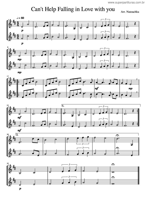 Partitura da música Cant Help Falling In Love With You v.2