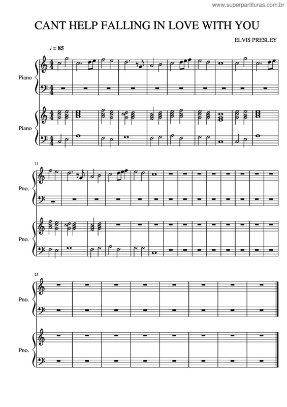 Partitura da música Cant Help Falling In Love With You v.3