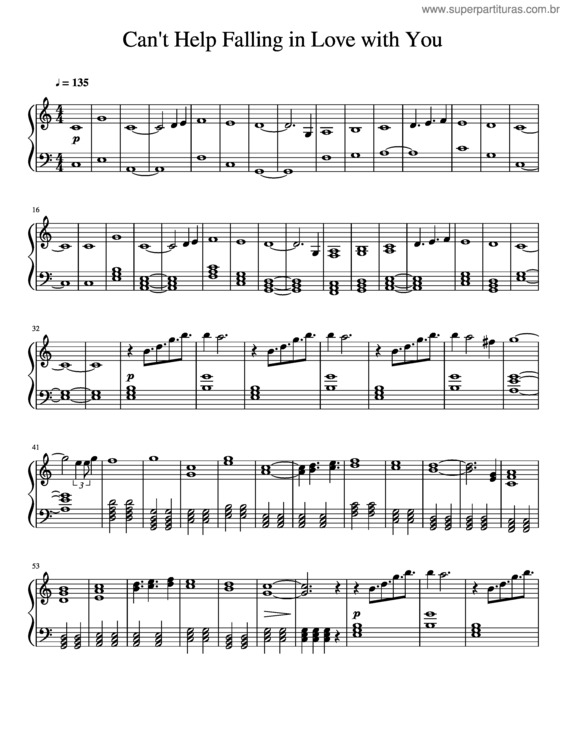 Partitura da música Cant Help Falling In Love With You