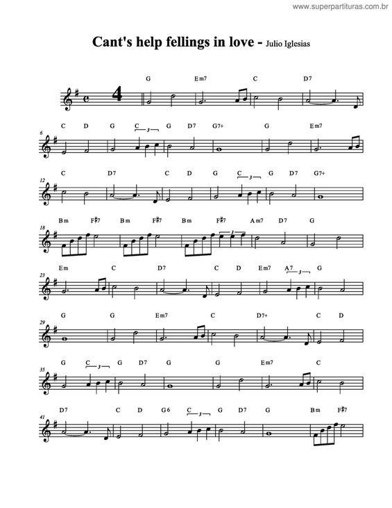 Partitura da música Cant`s Help Fellings In Love