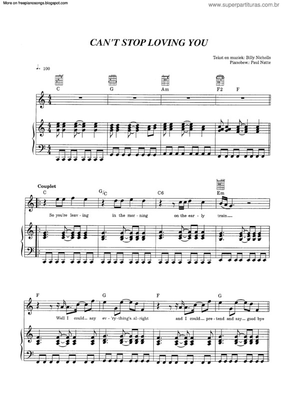 Partitura da música Cant Stop Loving You v.2