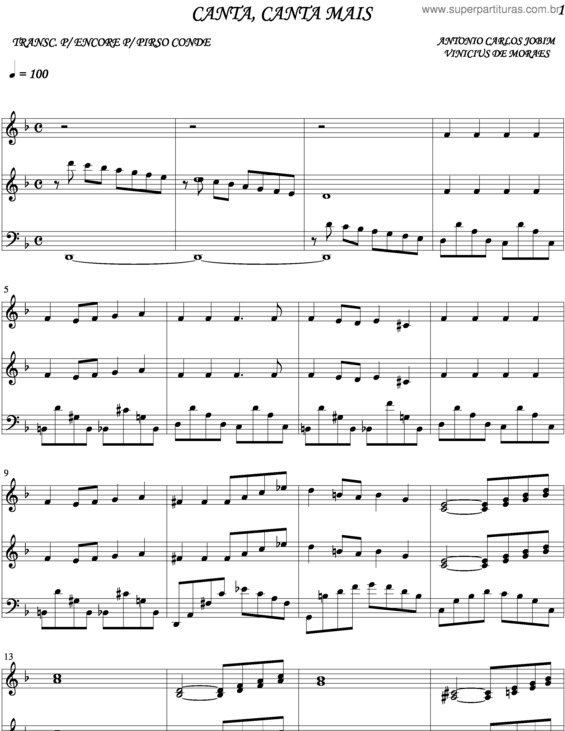 Partitura da música Canta, Canta Mais v.3