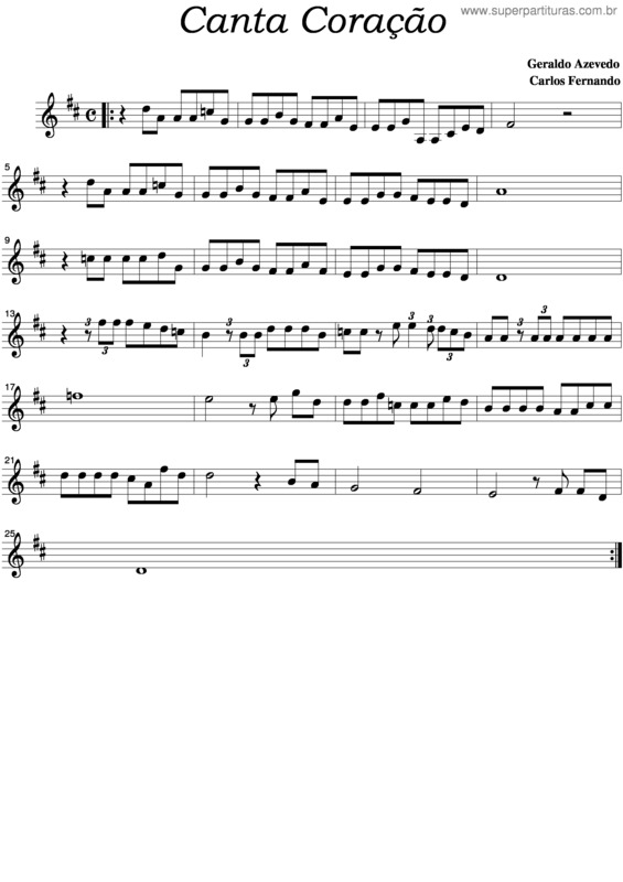 Partitura da música Canta Coração v.2