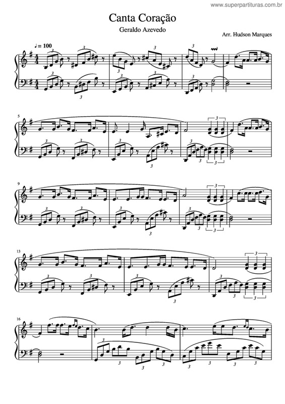 Partitura da música Canta Coração v.3