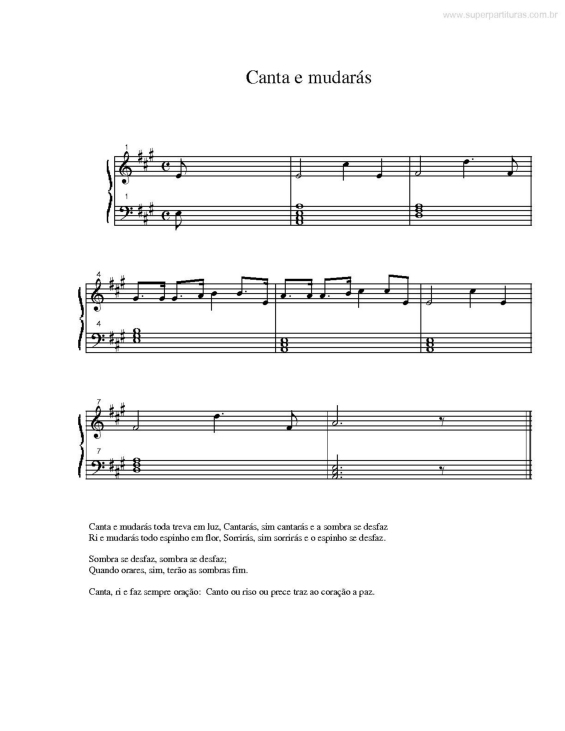 Partitura da música Canta e Mudarás