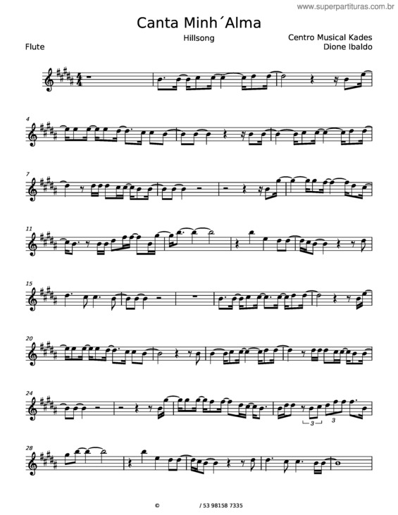 Partitura da música Canta Minh´Alma – Centro Musical Kades, Dione Ibaldo