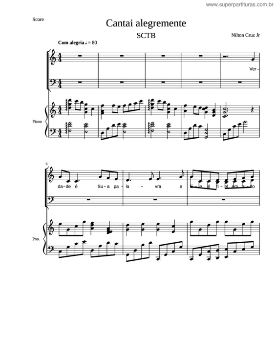 Partitura da música Cantai Alegremente Revisada