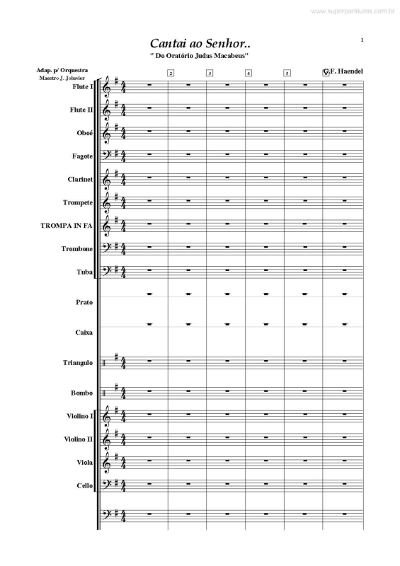 Partitura da música Cantai ao Senhor (Judas Macabeus)