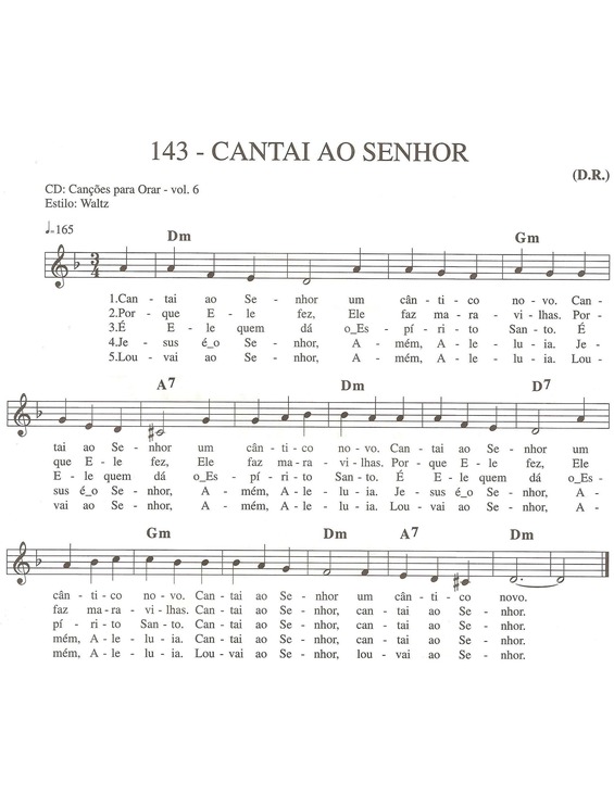 Partitura da música Cantai Ao Senhor v.2