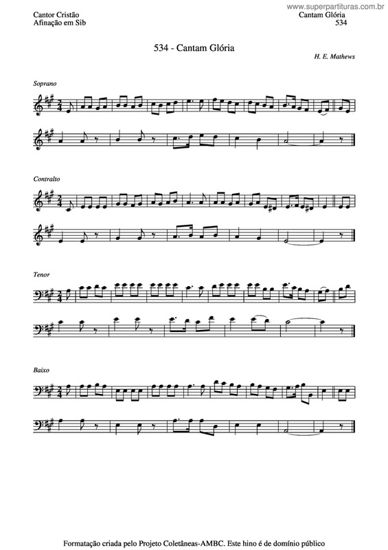 Partitura da música Cantam Glória v.3