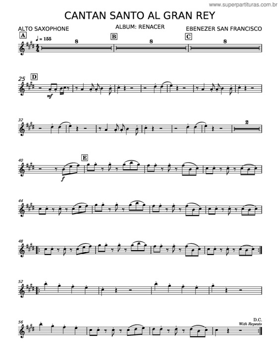 Partitura da música Cantan Santo Al Gran Rey – Ebenezer San Francisco