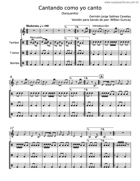 Partitura da música Cantando Como Yo Canto – Germán Jorge Salinas Cexelay