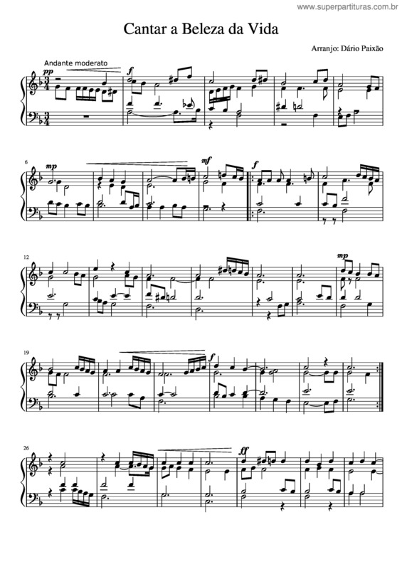 Partitura da música Cantar A Beleza Da Vida v.2