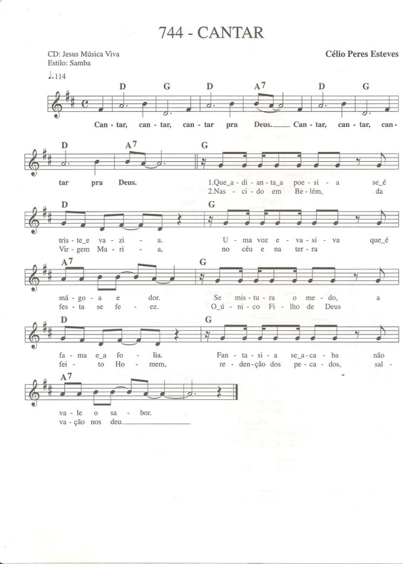 Partitura da música Cantar v.2