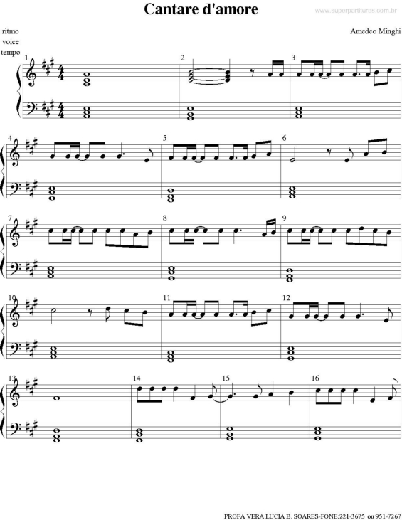 Partitura da música Cantare D`amore