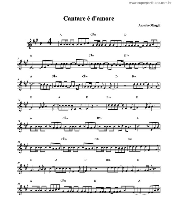 Partitura da música Cantare É D`amore