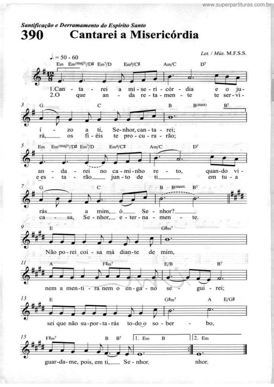 Partitura da música Cantarei A Misericórdia