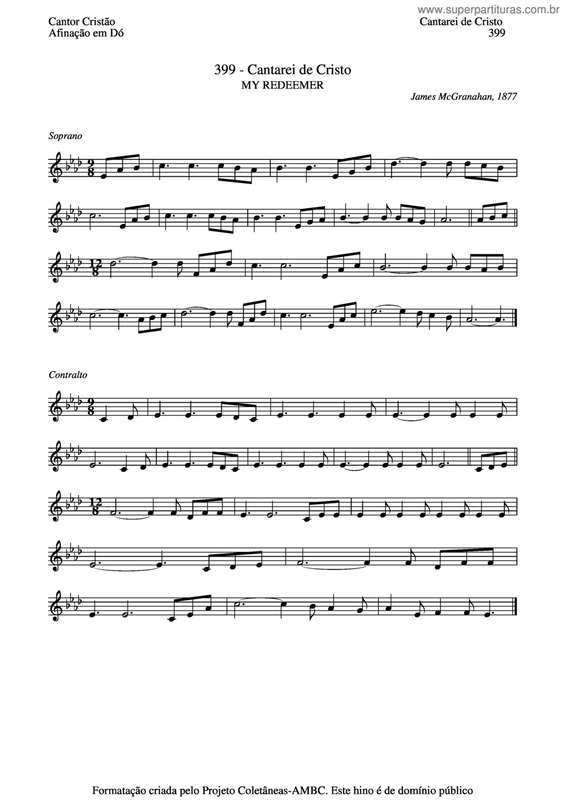 Partitura da música Cantarei De Cristo v.2
