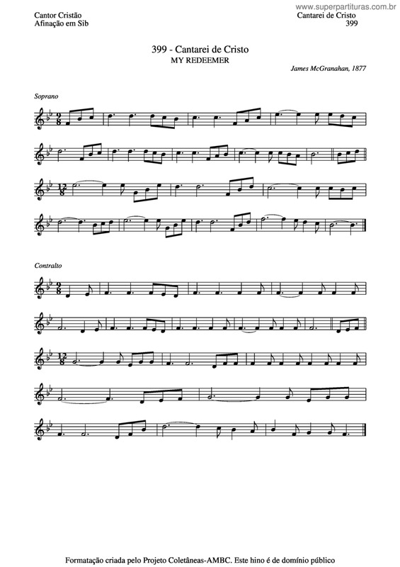 Partitura da música Cantarei De Cristo v.3