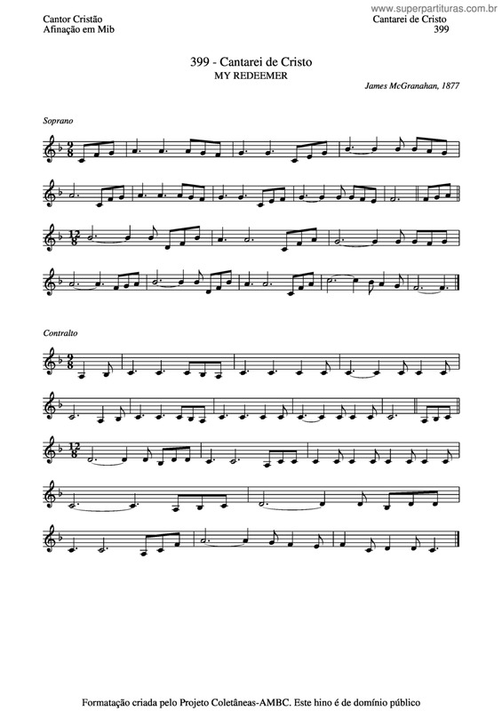 Partitura da música Cantarei De Cristo v.4