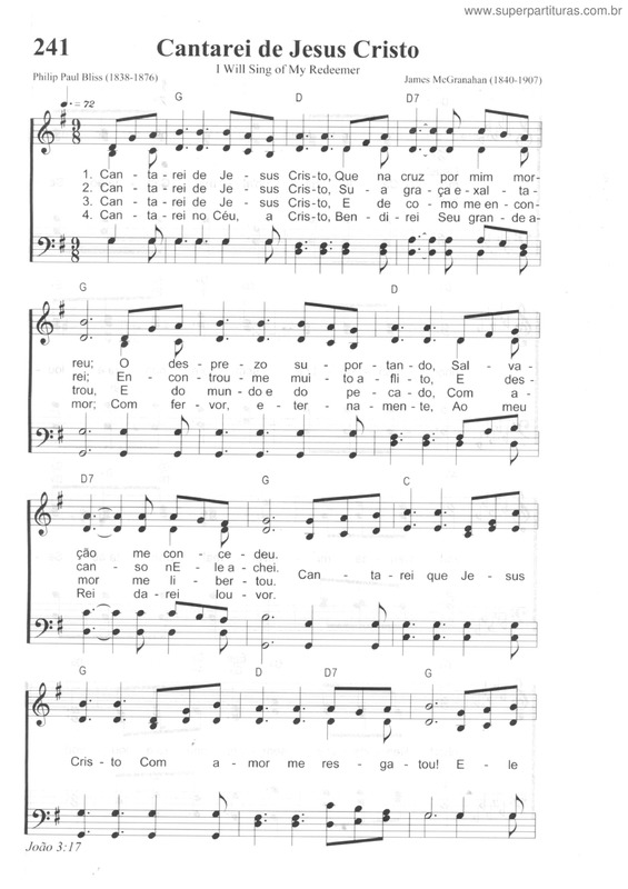 Partitura da música Cantarei De Jesus Cristo