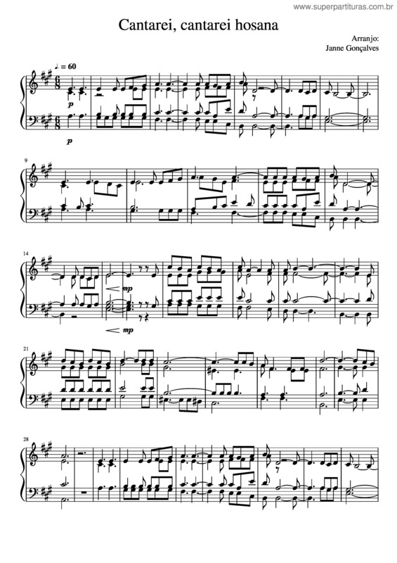 Partitura da música Cantarei Hosana