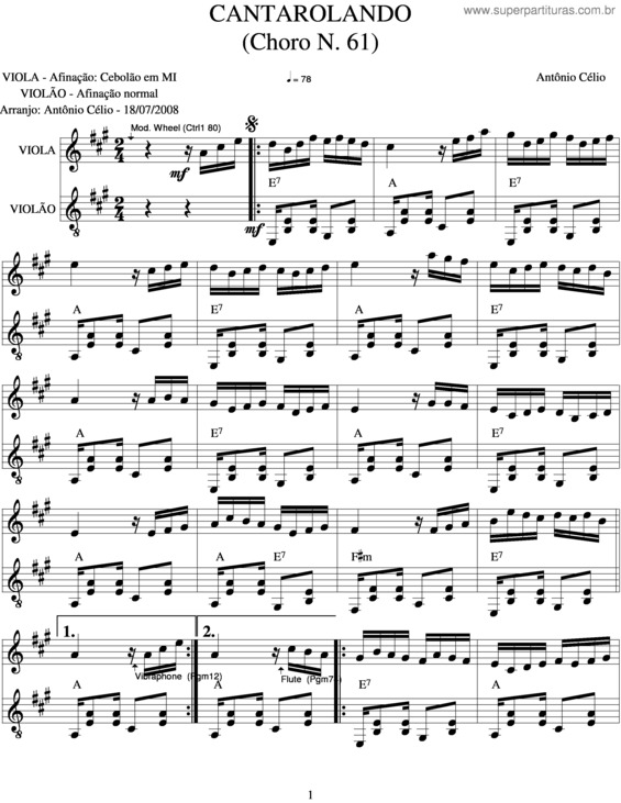 Partitura da música Cantarolando