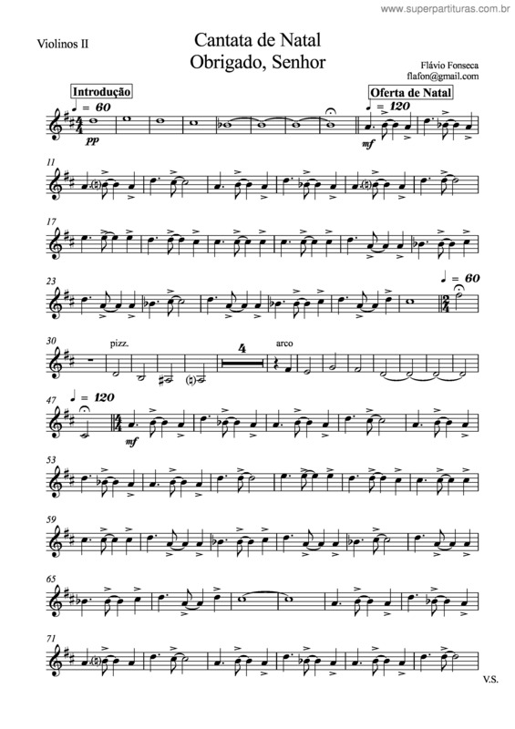Partitura da música Cantata de Natal -Obrigado Senhor v.11