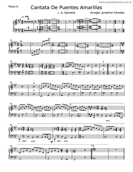 Partitura da música Cantata De Puentes Amarillos – Luis Alberto Spinetta