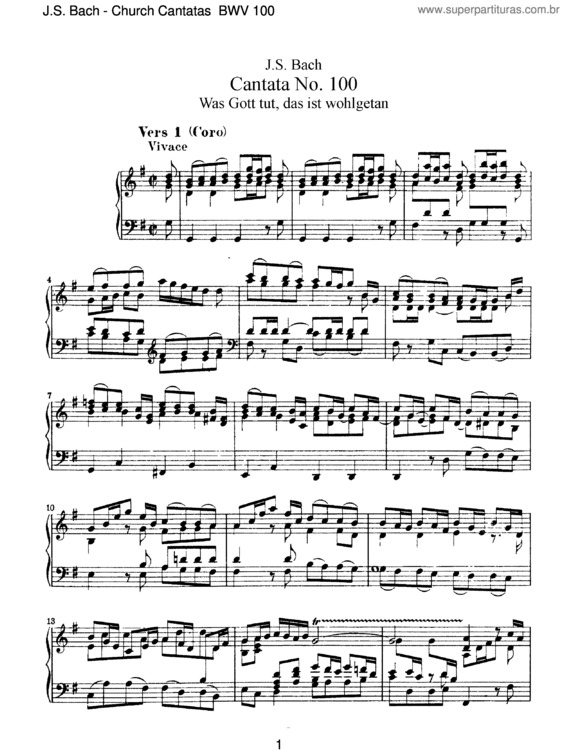 Partitura da música Cantata No. 100