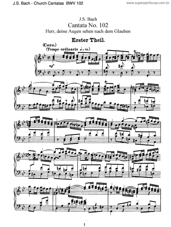 Partitura da música Cantata No. 102
