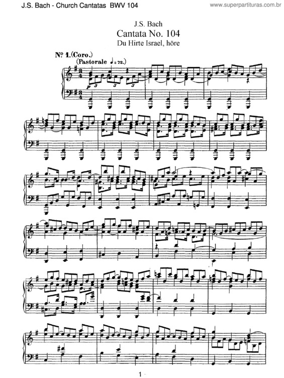 Partitura da música Cantata No. 104