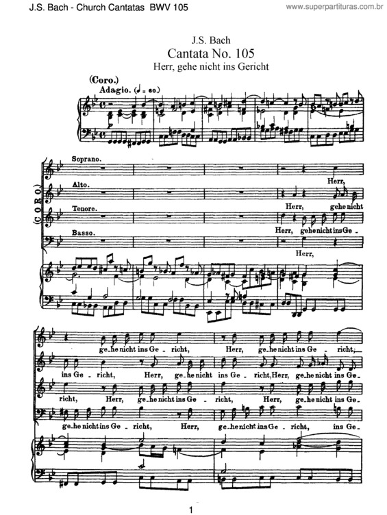 Partitura da música Cantata No. 105