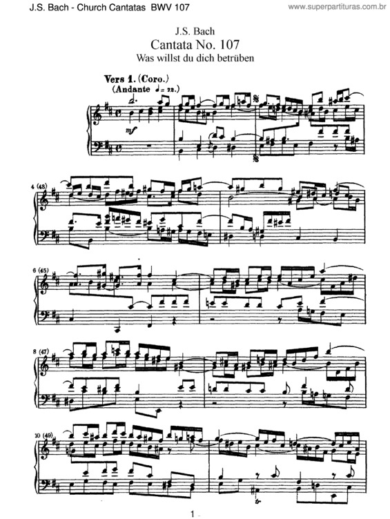 Partitura da música Cantata No. 107