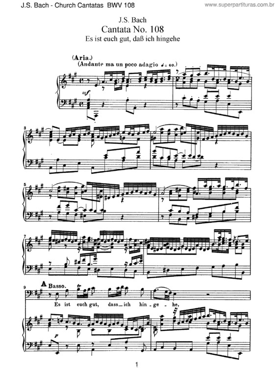 Partitura da música Cantata No. 108