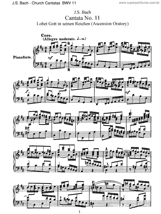 Partitura da música Cantata No. 11