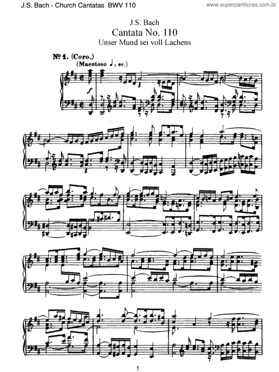 Partitura da música Cantata No. 110