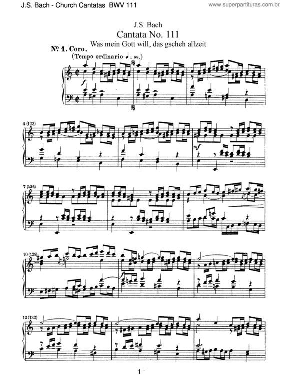 Partitura da música Cantata No. 111