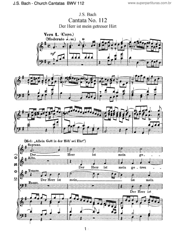 Partitura da música Cantata No. 112